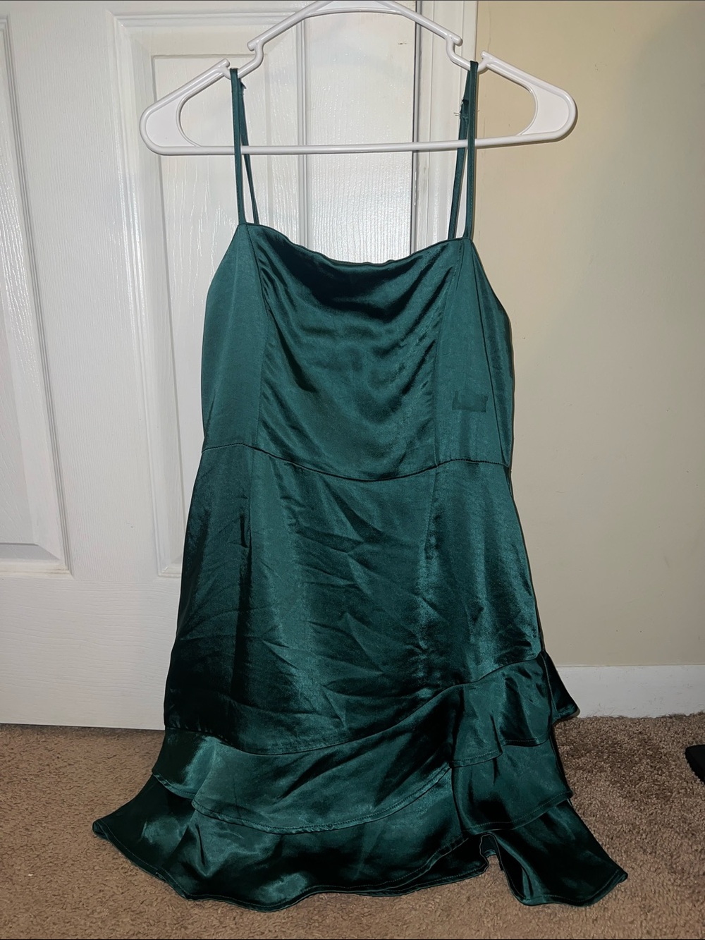 Lulu's Shimmery Emerald Green Satin Dress